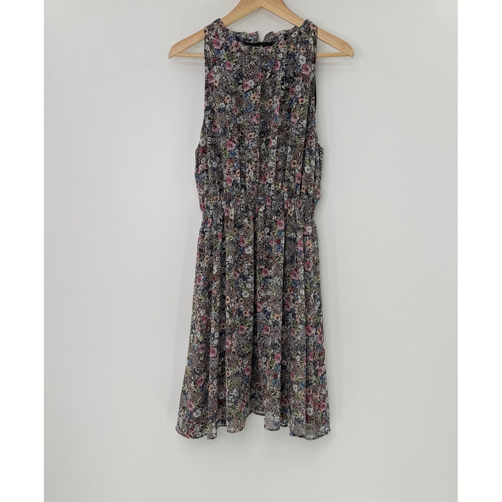 H&M Floral Print Dress Women's Sleeveless‎ High Neck Lined Party Casual Size 14